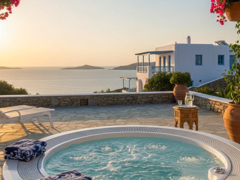 Джакузи в греческом коттедже