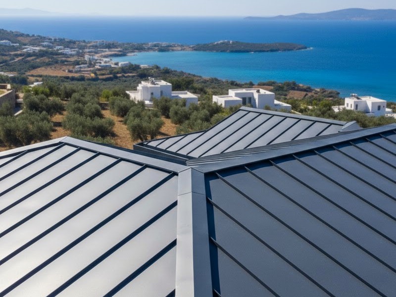 Фальцевая кровля (греческая вилла)