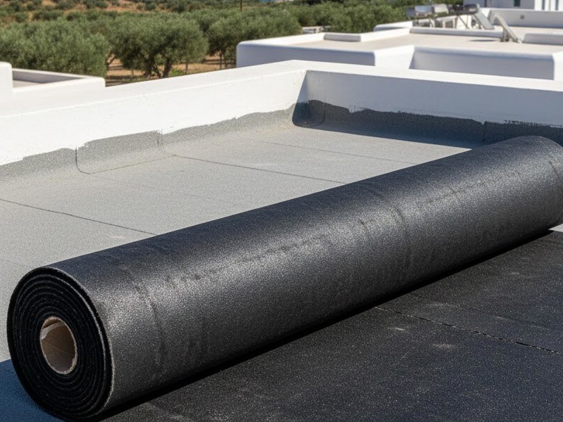 рулон рубероида на плоской кровле