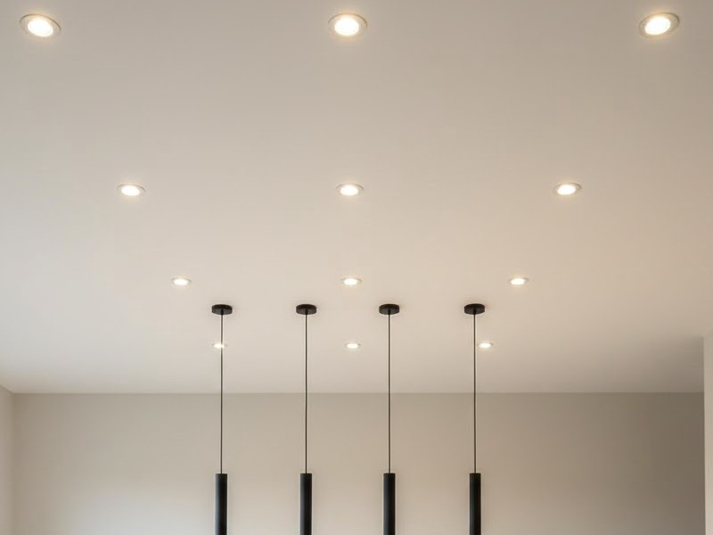 одноуровневый потолок из гкл со светильниками